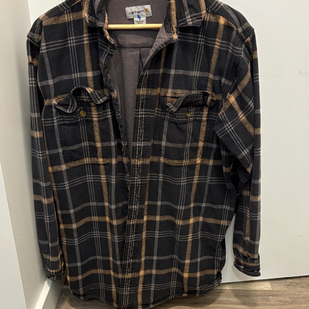 Carhartt Black and Tan Plaid Shirt Jacket